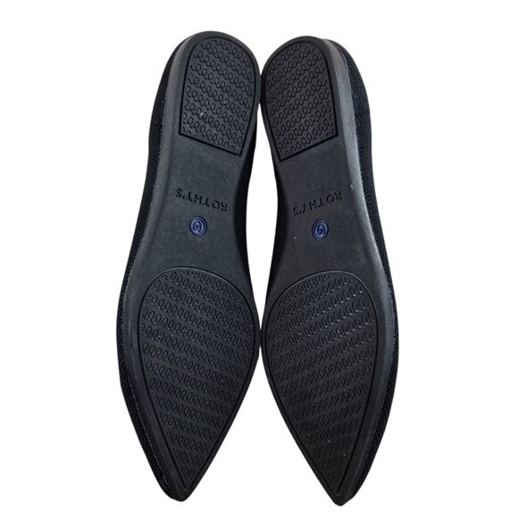 Rothy's The Point Ballet Flats Womens 6 Black Pointed Toe Knit Washable Preppy - Picture 9 of 11